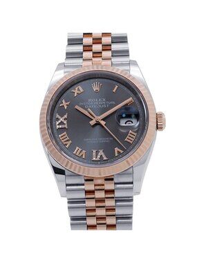 Rolex Datejust 18K Pink Gold Wheel Calfskin Top Dial 69 Diamond